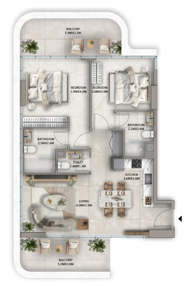 Floor plan — 2 BR