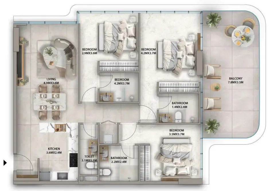 Floor plan — 3 BR
