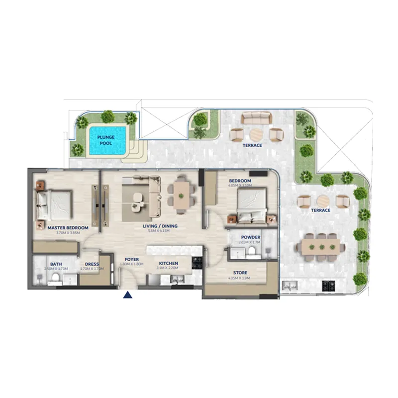 Floor plan — 2 BR
