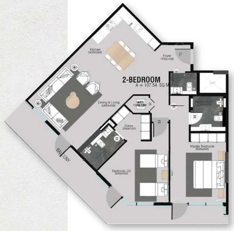 Floor plan — 2 BR