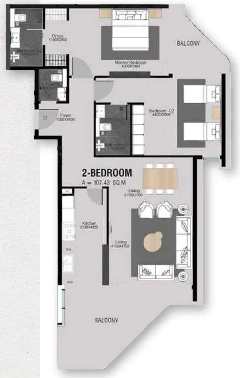 Floor plan — 2 BR