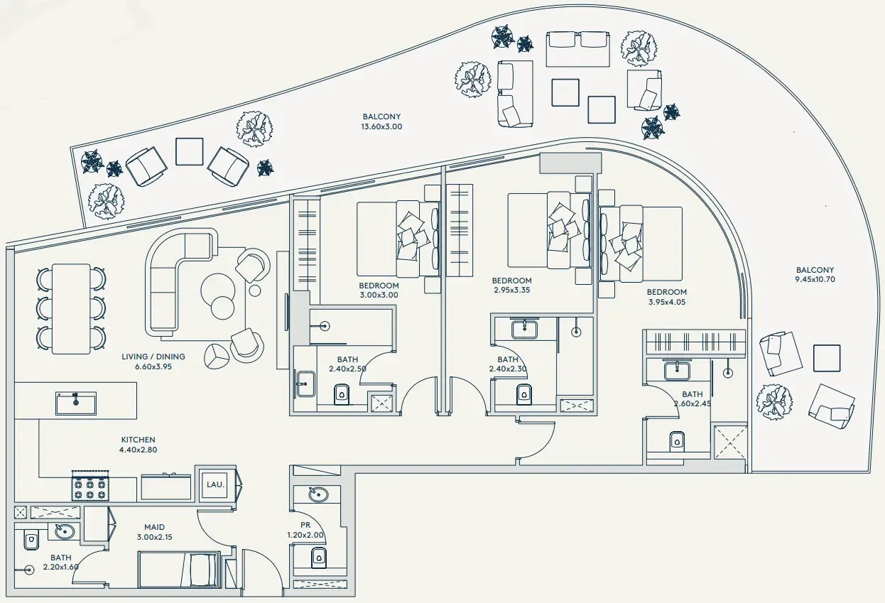 Floor plan — 3 BR