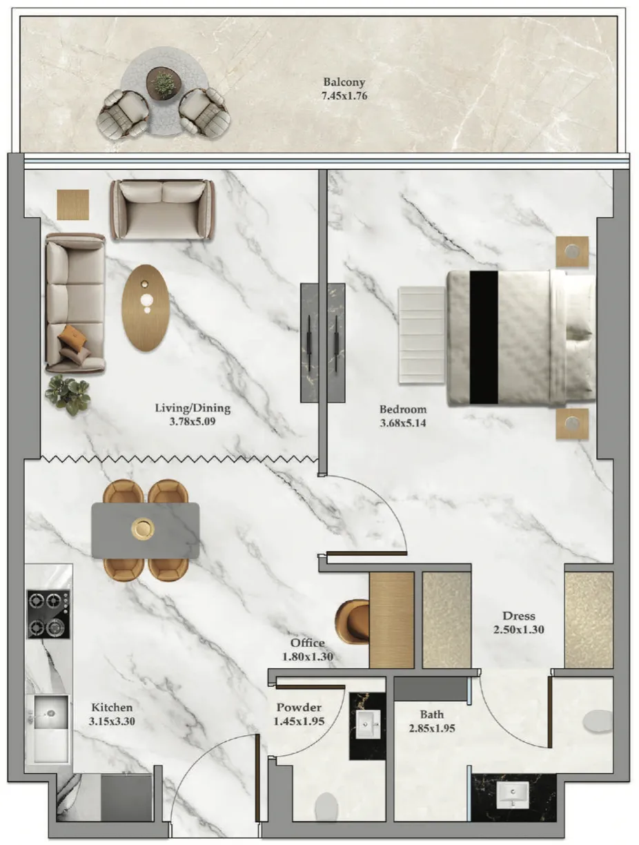 Floor plan — 1 BR