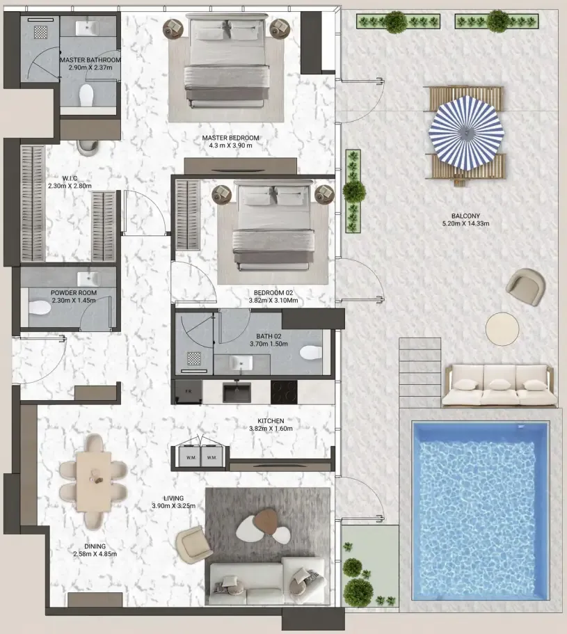 Floor plan — 2 BR