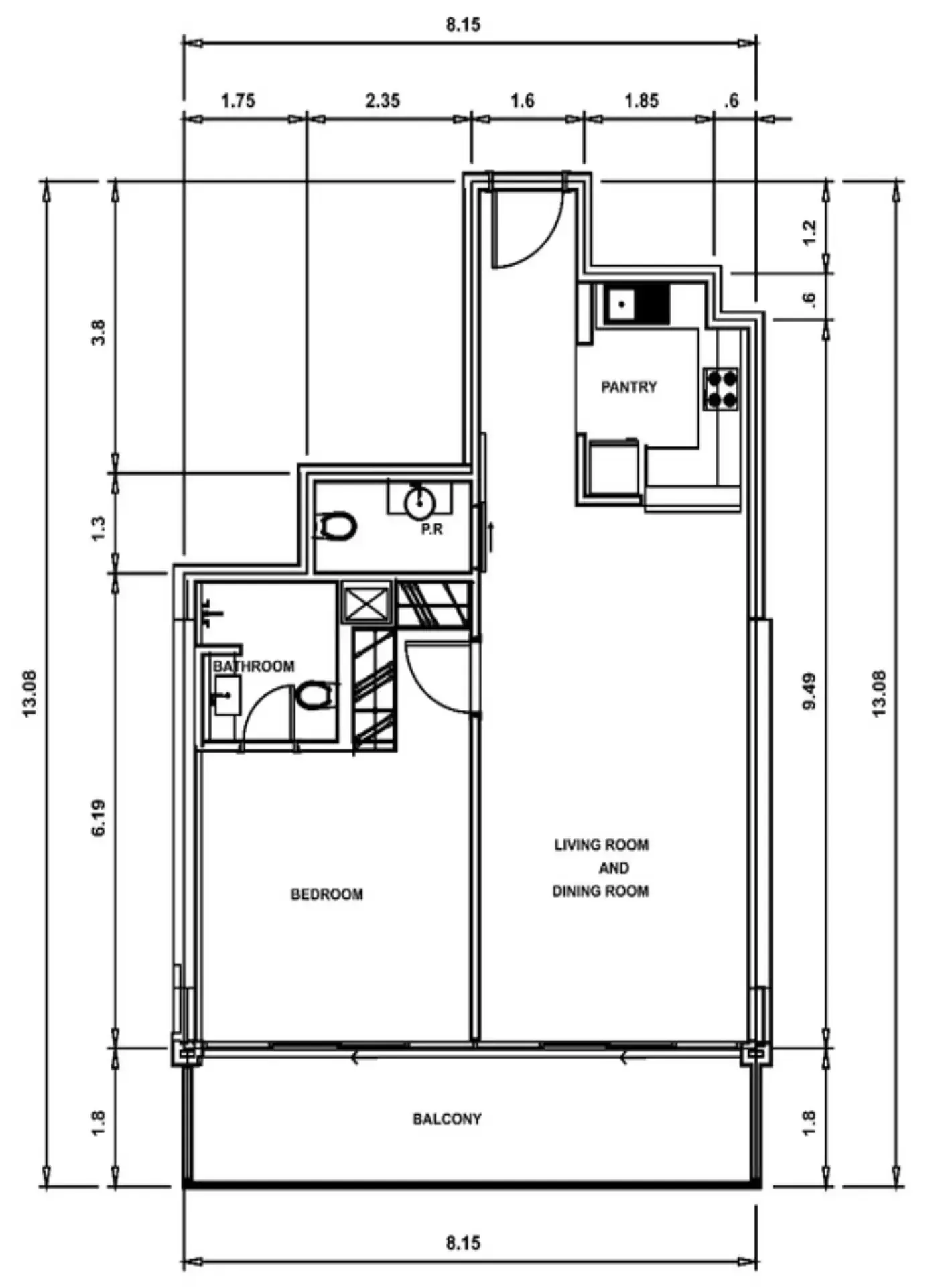 Floor plan — 1 BR