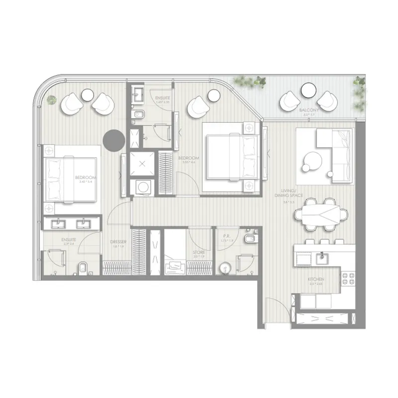 Floor plan — 2.5 BR