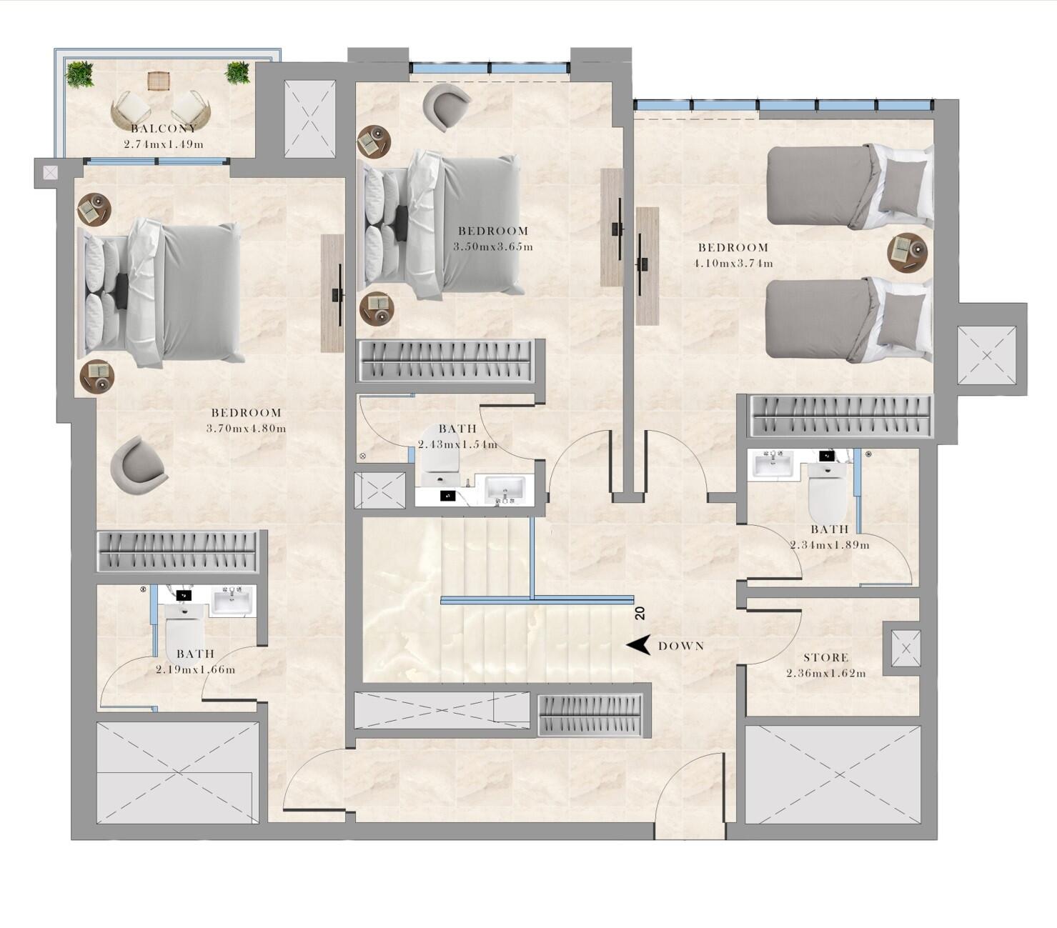 Floor plan — 3 BR