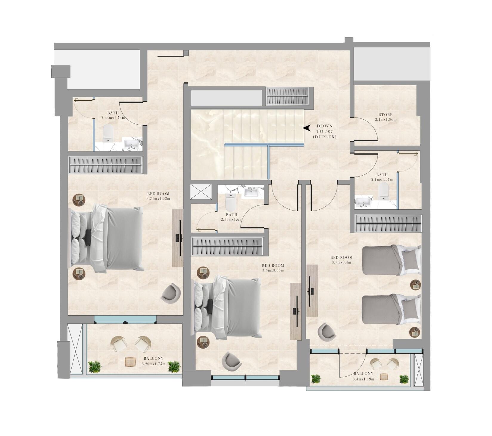 Floor plan — 3 BR