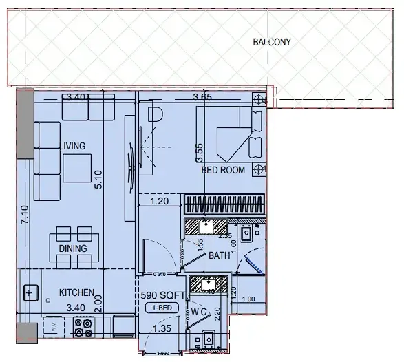 Floor plan — 1 BR