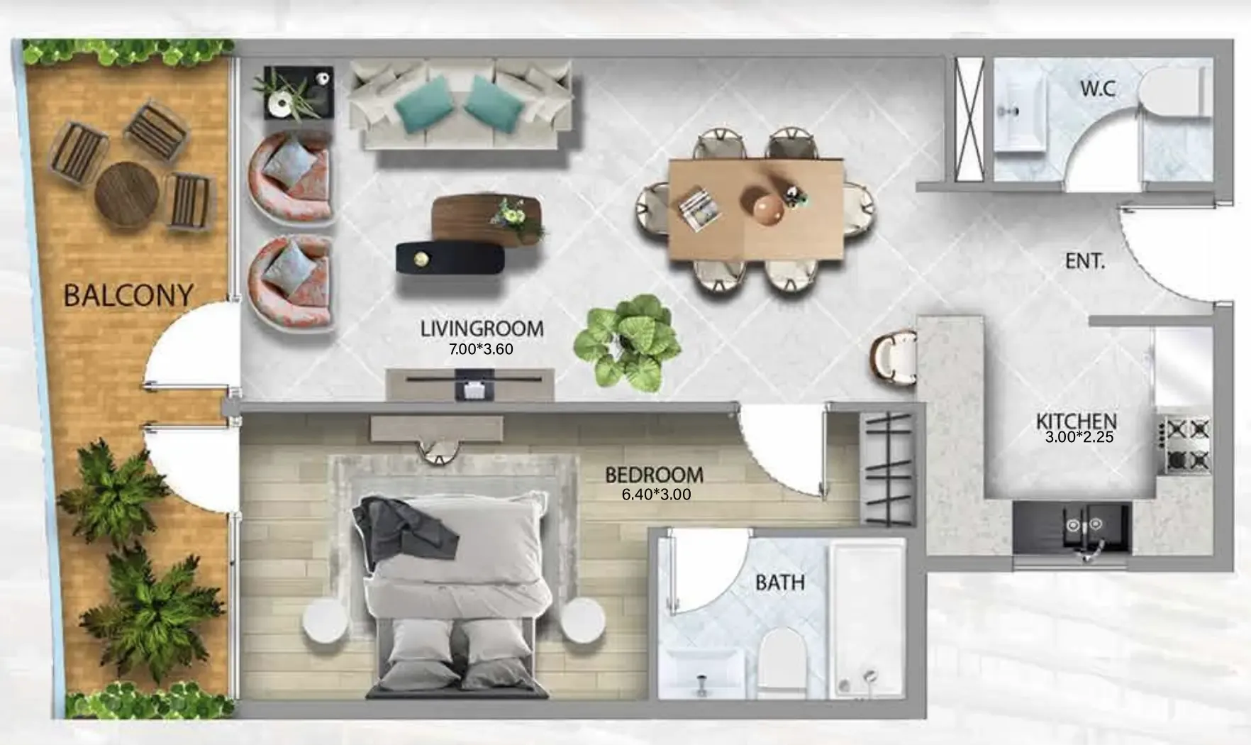 Floor plan — 1 BR