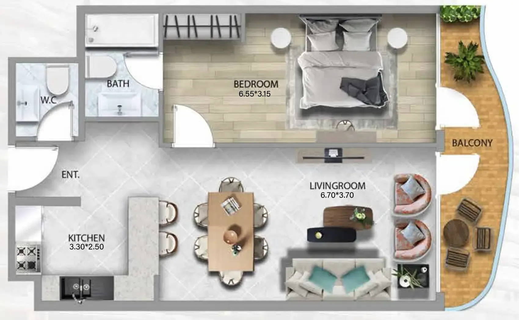 Floor plan — 1 BR