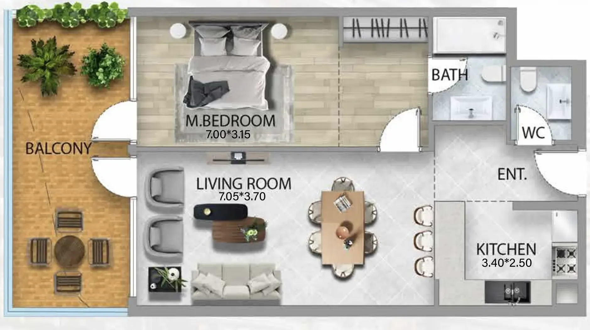 Floor plan — 1 BR