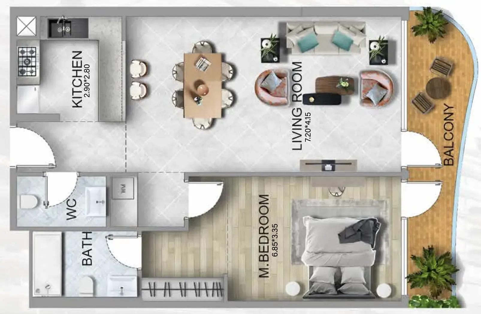 Floor plan — 1 BR