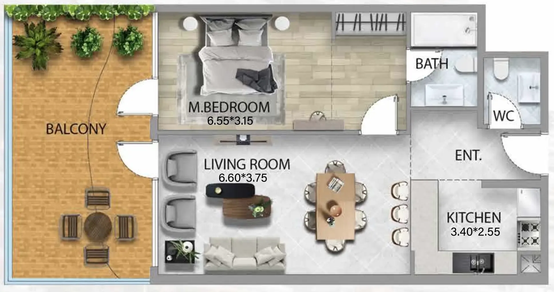 Floor plan — 1 BR