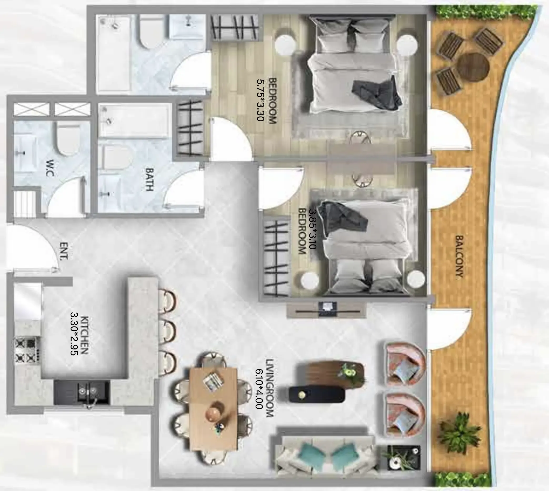 Floor plan — 2 BR