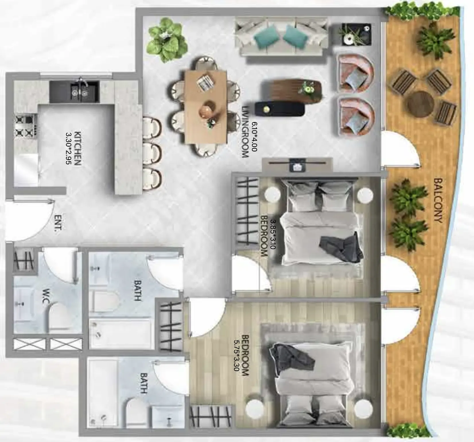 Floor plan — 2 BR