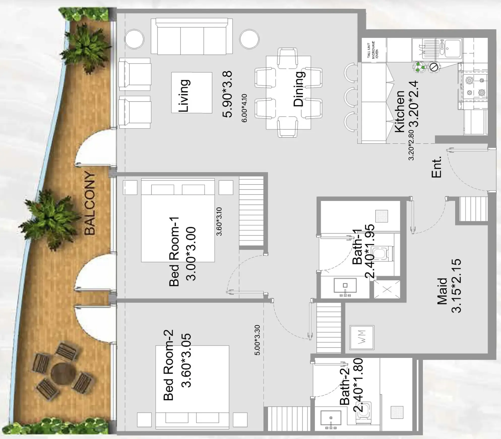 Floor plan — 2 BR