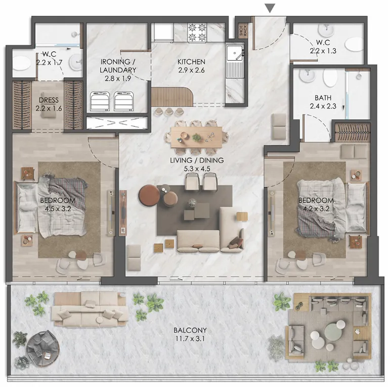 Floor plan — 2 BR
