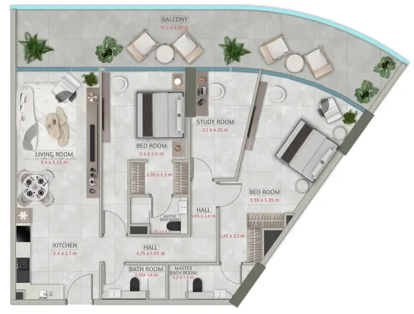 Floor plan — 2 BR