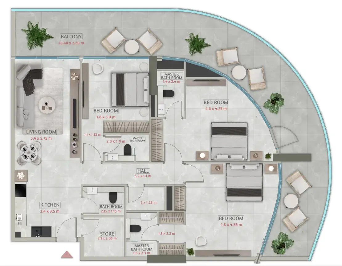 Floor plan — 3 BR