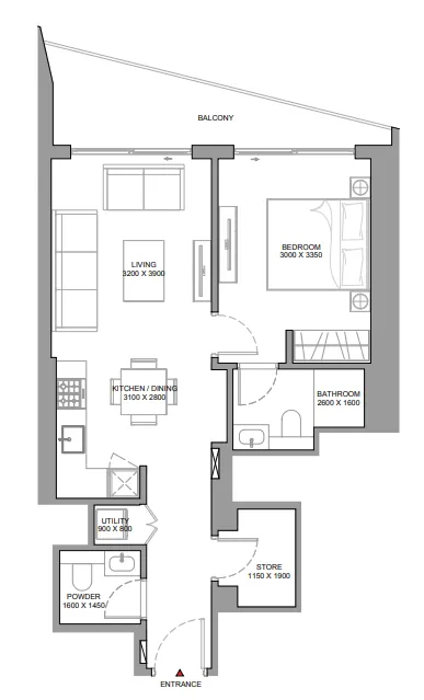 Floor plan — 1 BR