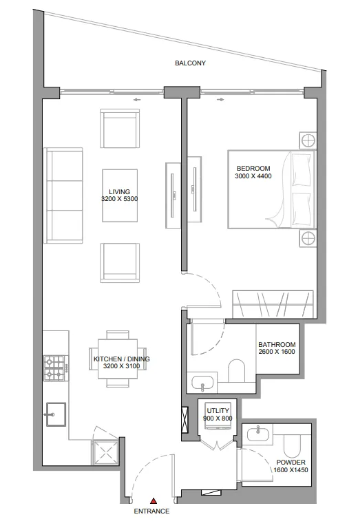 Floor plan — 1 BR