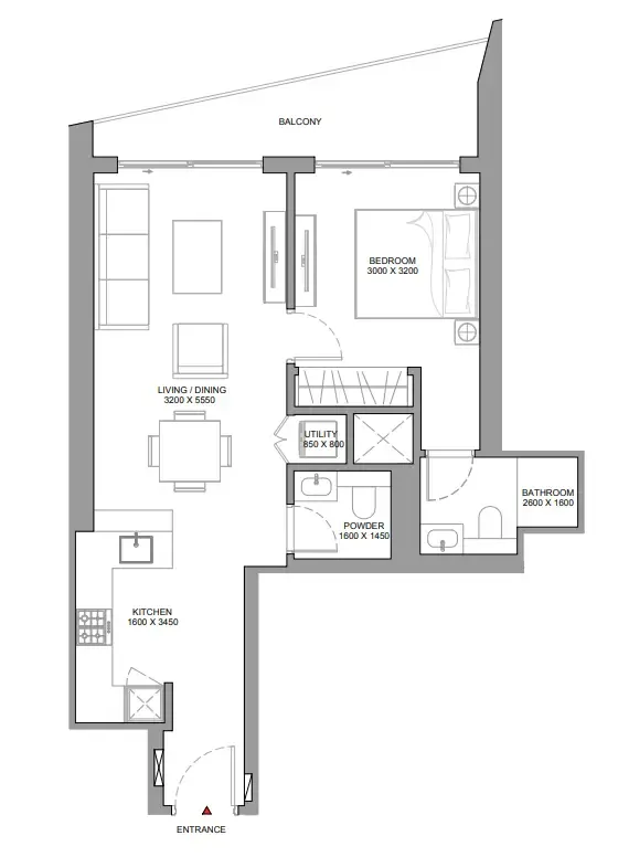 Floor plan — 1 BR
