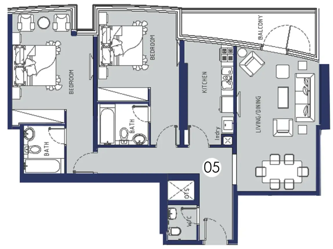 Floor plan — 2 BR