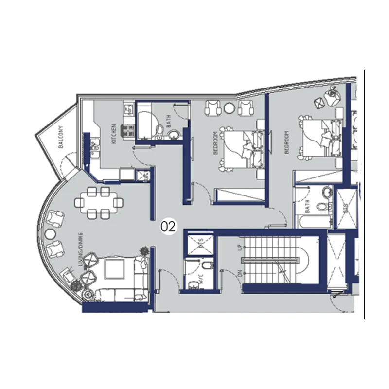 Floor plan — 2 BR