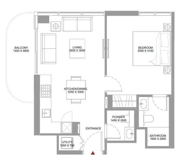 Floor plan — 1 BR