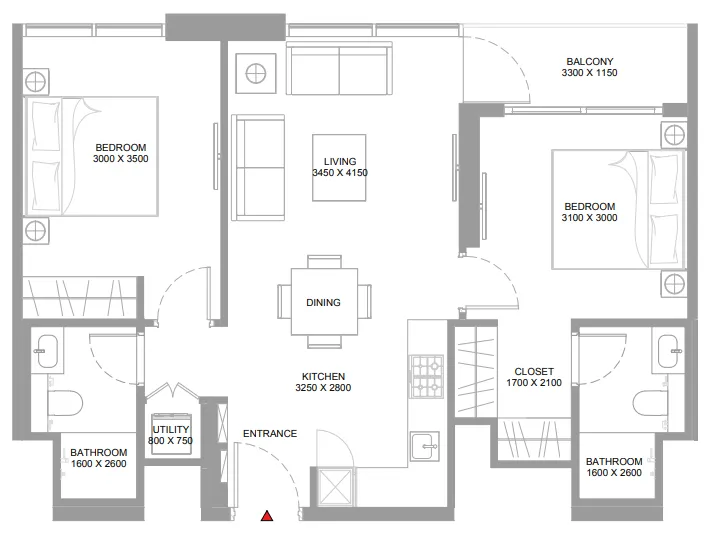 Floor plan — 2 BR