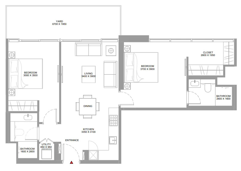 Floor plan — 2 BR