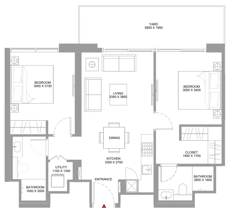 Floor plan — 2 BR