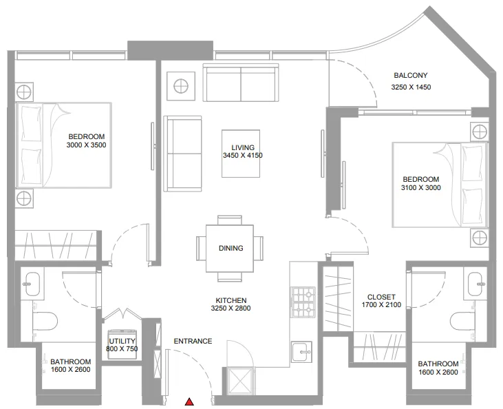 Floor plan — 2 BR