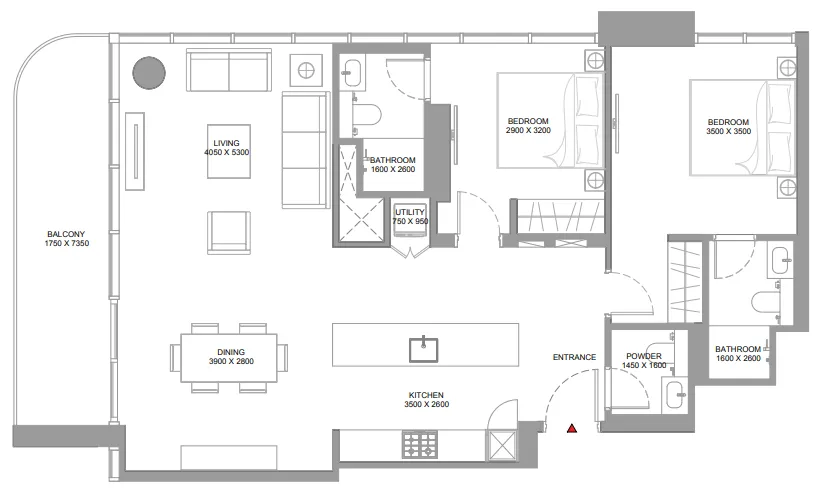 Floor plan — 2 BR
