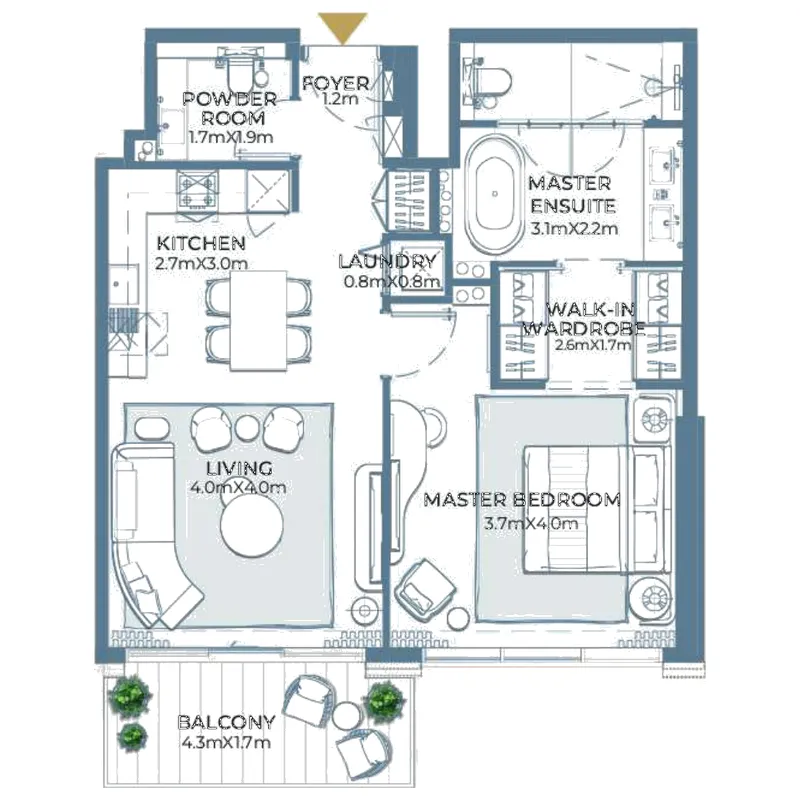 Floor plan — 1 BR
