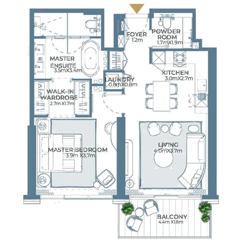 Floor plan — 1 BR