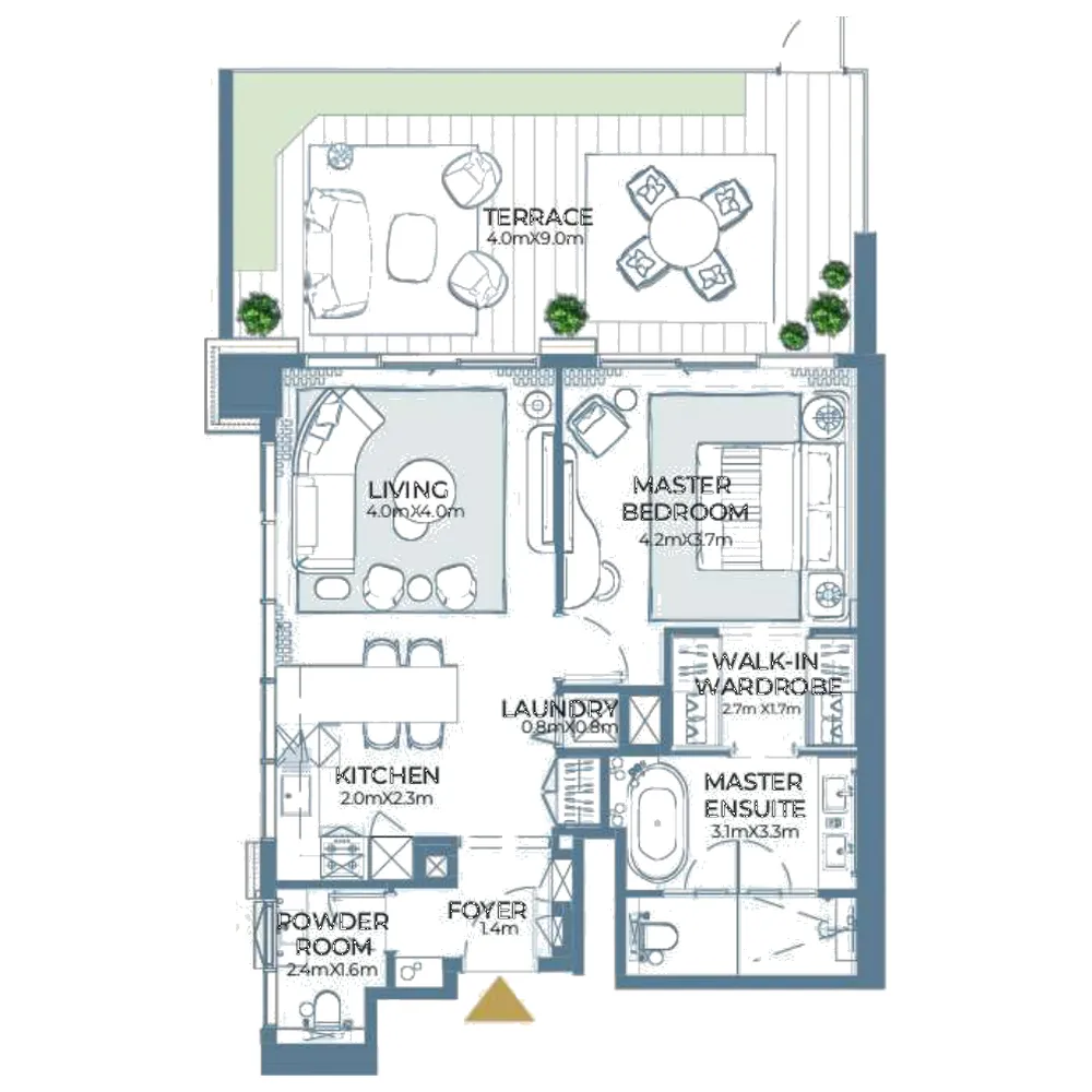Floor plan — 1 BR