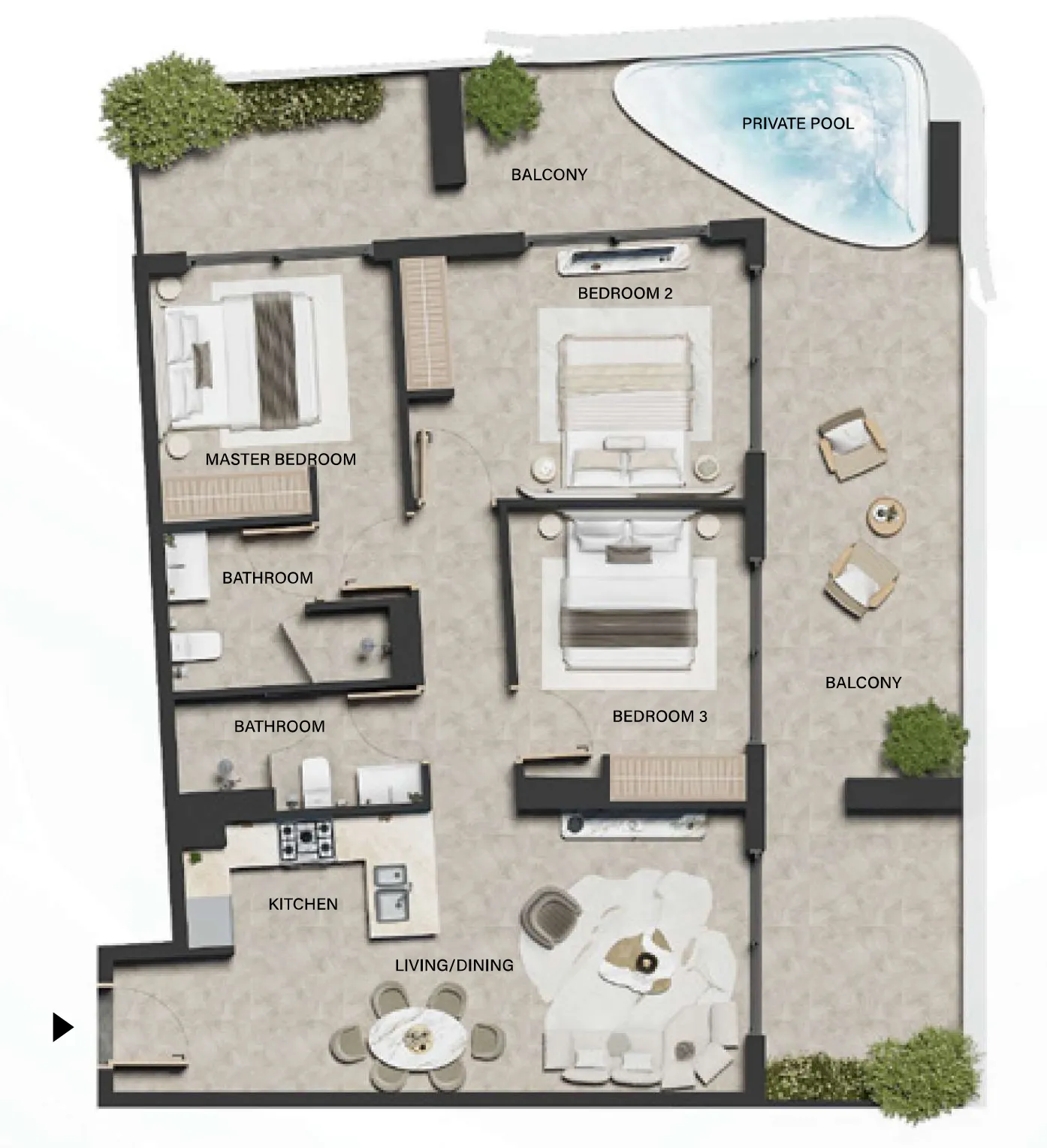 Floor plan — 3 BR