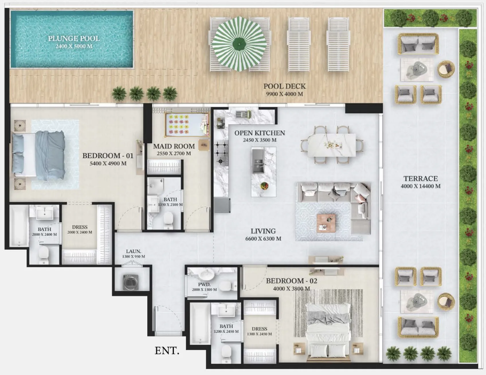 Floor plan — 2.5 BR