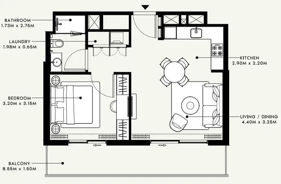 Floor plan — 1 BR