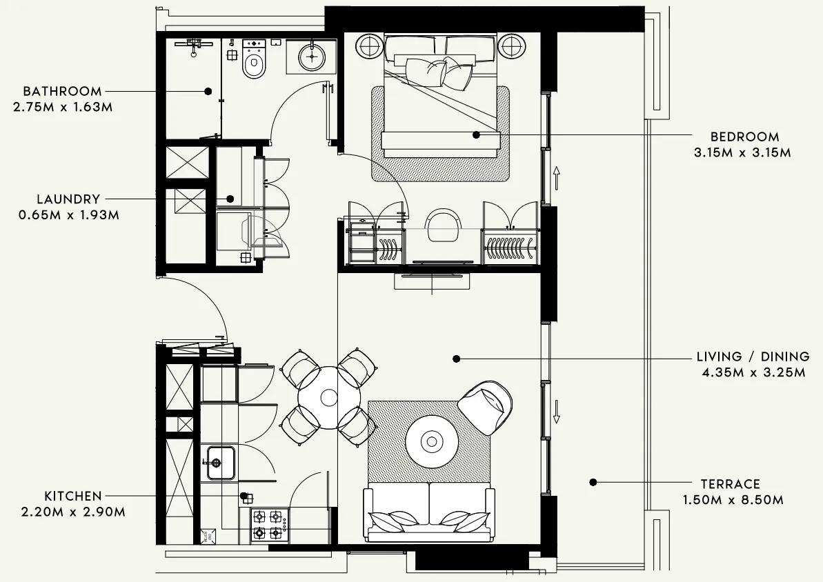 Floor plan — 1 BR