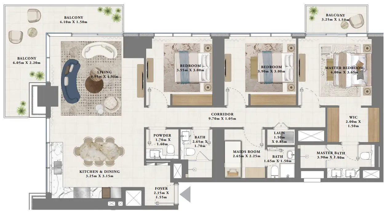 Floor plan — 3 BR