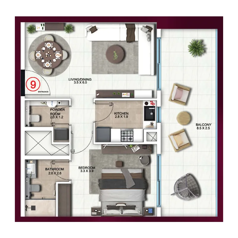 Floor plan — 1 BR