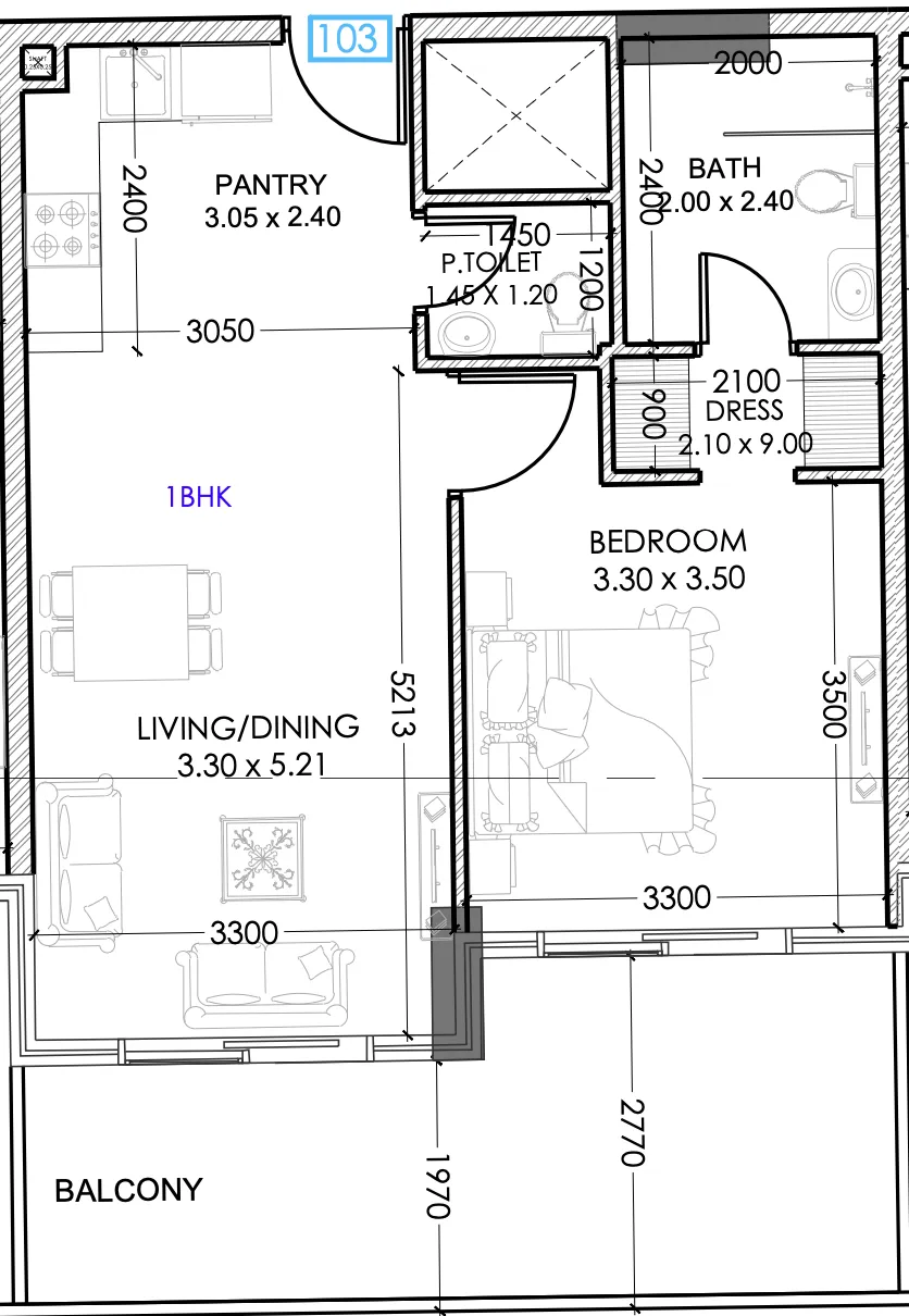 Floor plan — 1 BR