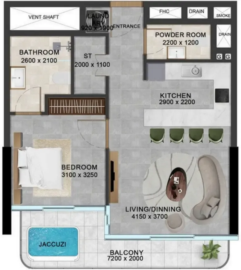 Floor plan — 1 BR