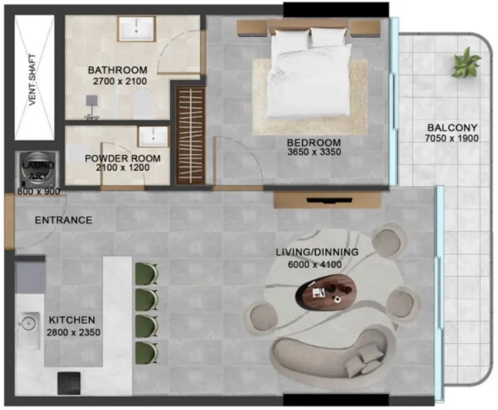 Floor plan — 1 BR