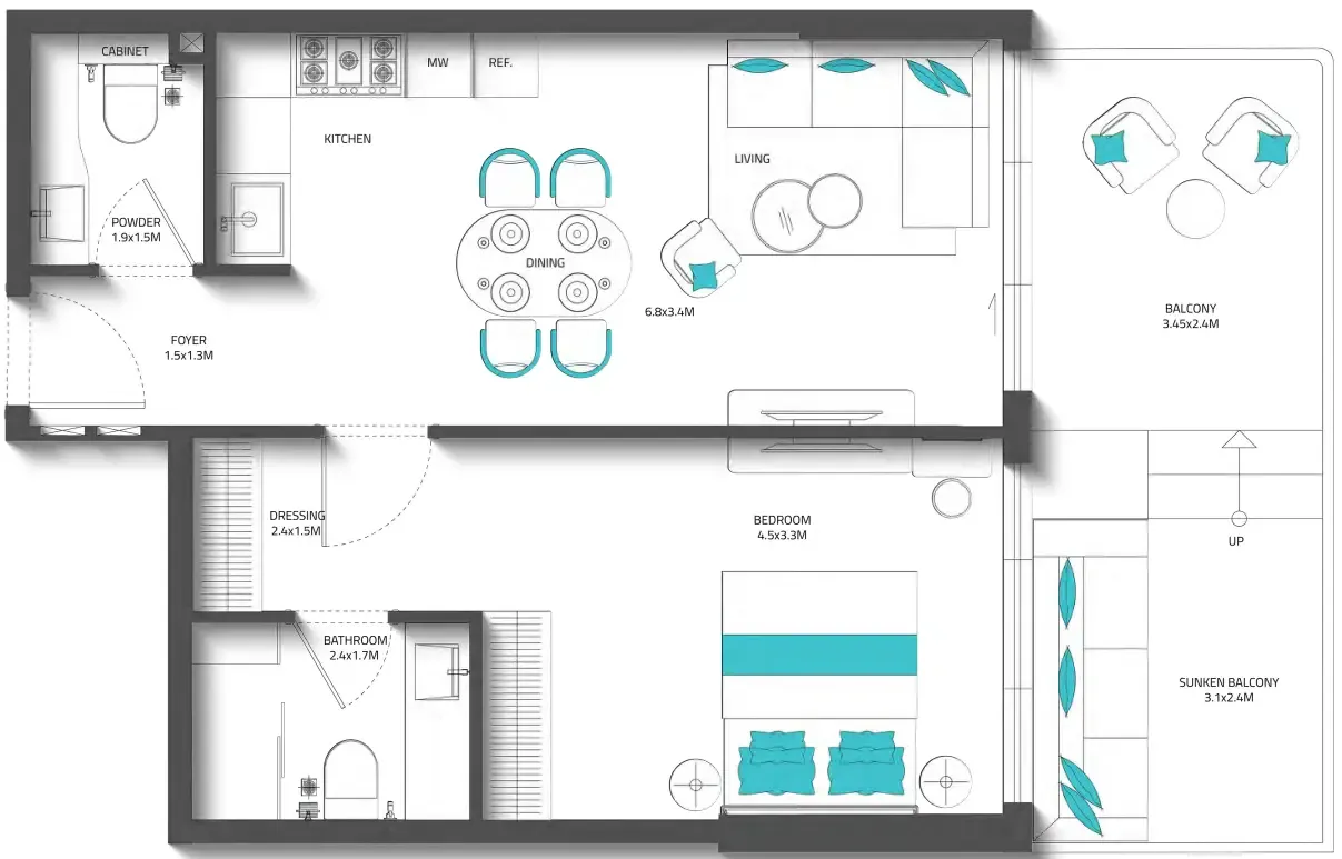 Floor plan — 1 BR