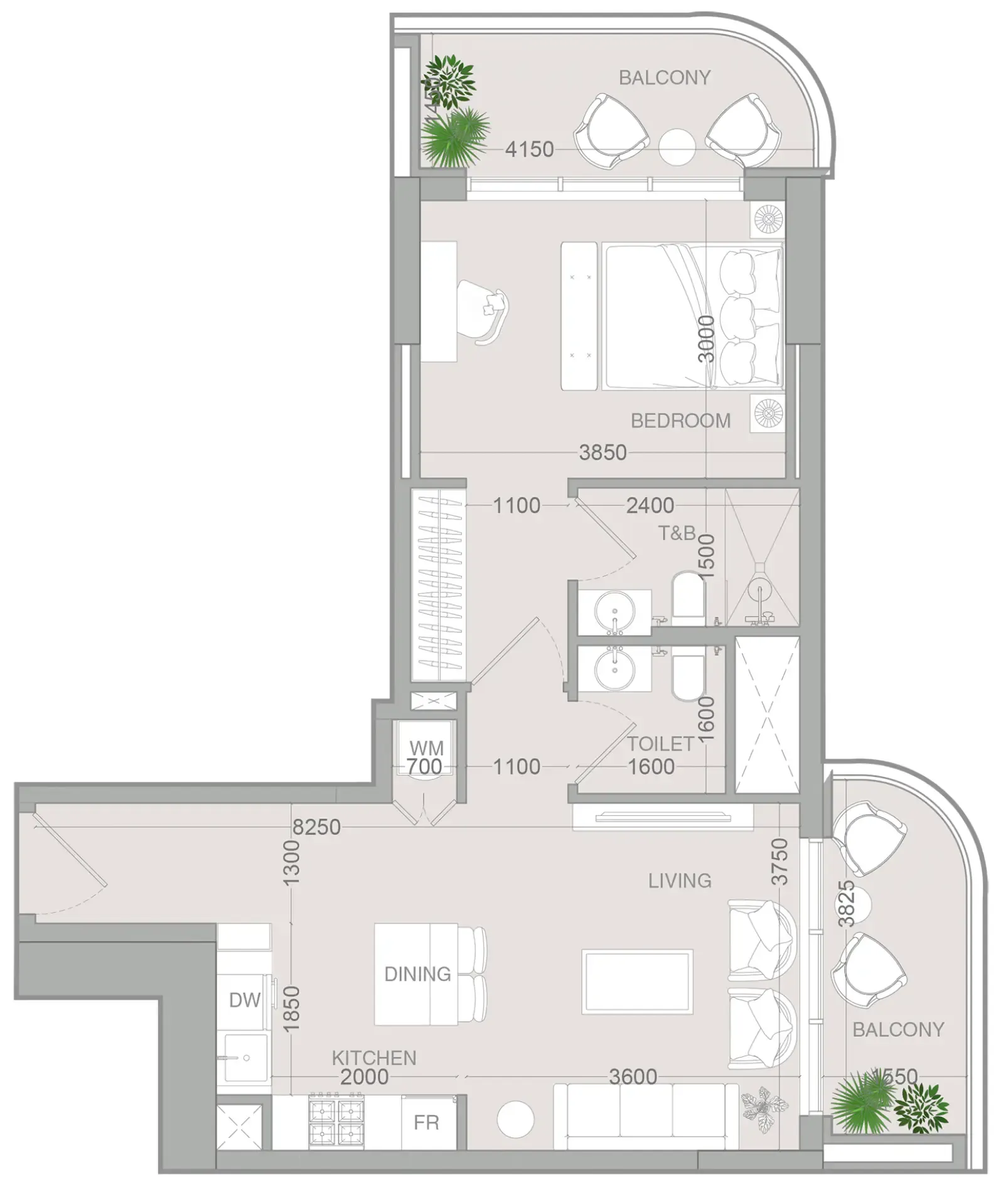 Floor plan — 1 BR