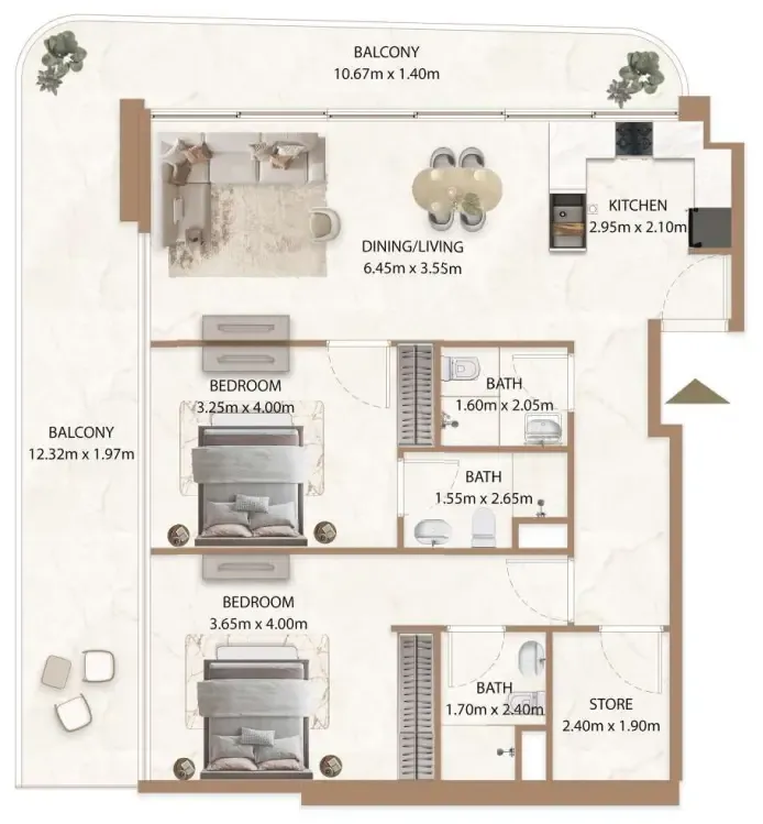 Floor plan — 2 BR